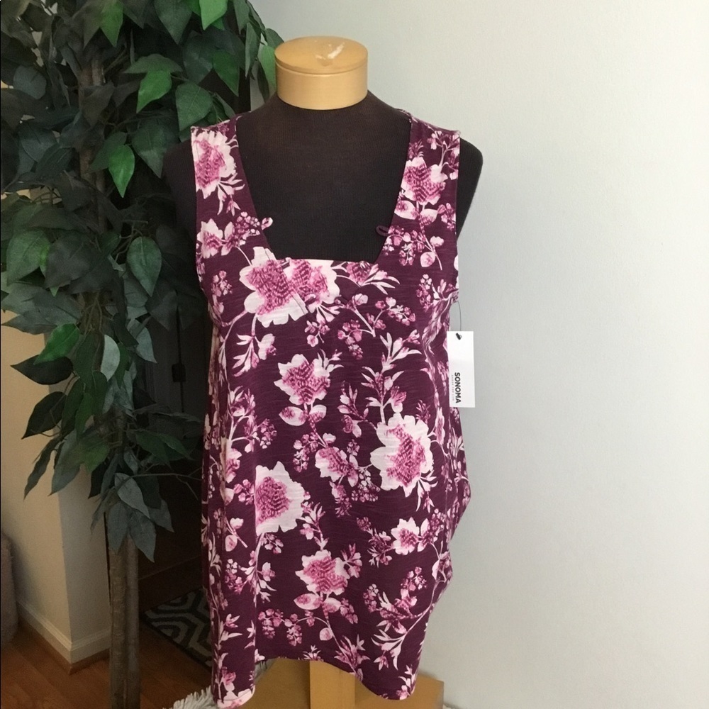 Sonoma Tank size medium pink/maroon floral tank